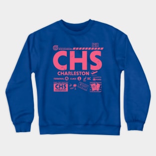 Vintage Charleston CHS Airport Code Travel Day Retro Travel Tag Crewneck Sweatshirt